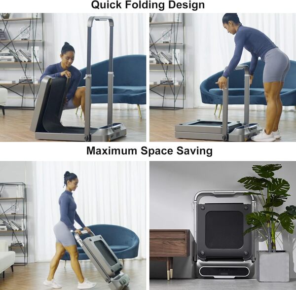 Tapis De Marche Pliable électrique - 10 Km/h Max, Silencieux, Pour Maison Et Bureau, Avec Roulettes, Ceinture Large Antidérapante