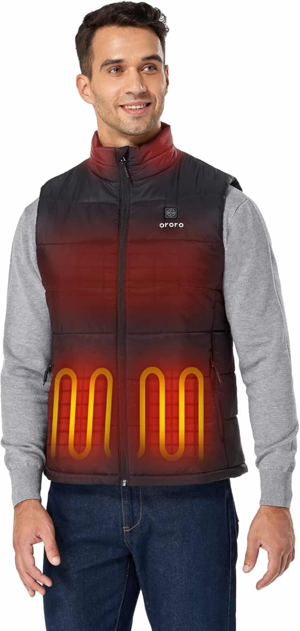 GAROERFAR Gilet Chauffant Homme 12000mAh - 6 Zones Chauffantes Fibre Carbone - Veste Chauffante USB Rechargeable Hiver