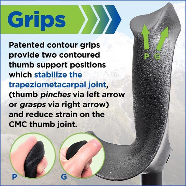 York Nordic Motivator Bâtons de Marche pour l'équilibre et la rééducation – Poignées de stabilité brevetées – Légers, réglables et Pliables – 2 pièces réglables avec verrous à Rabat – Hauteurs de 1,2