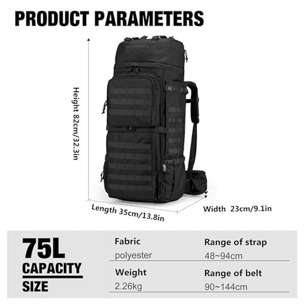 Découvrez le sac à dos militaire Mardingtop 75L, conçu pour la randonnée et le camping. Alliez confort et praticité grâce à sa grande capacité et à ses fonctionnalités innovantes. Explorez sans limites  !